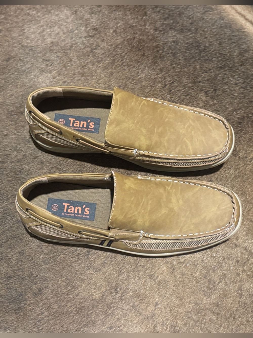 TAN’s Men's Slip-On Loafers in Tan Nubuck leather NWOT size 10.5
